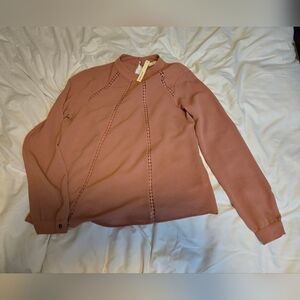 June & Hudson Blush Blouse With Mock Neck And Diamond Details... BRAND NEW!!